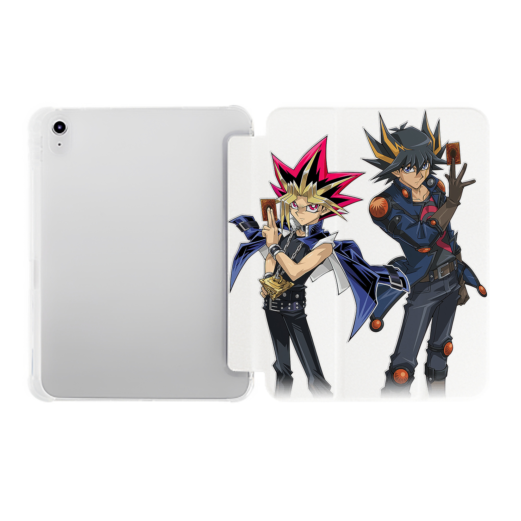 （画像用） 遊☆戯☆王 Yu-Gi-Oh! IPad ケース ペン収納付き 三つ折りスタンド PUレザー×シリコン 対応機種9.5/10.5/10.9インチ